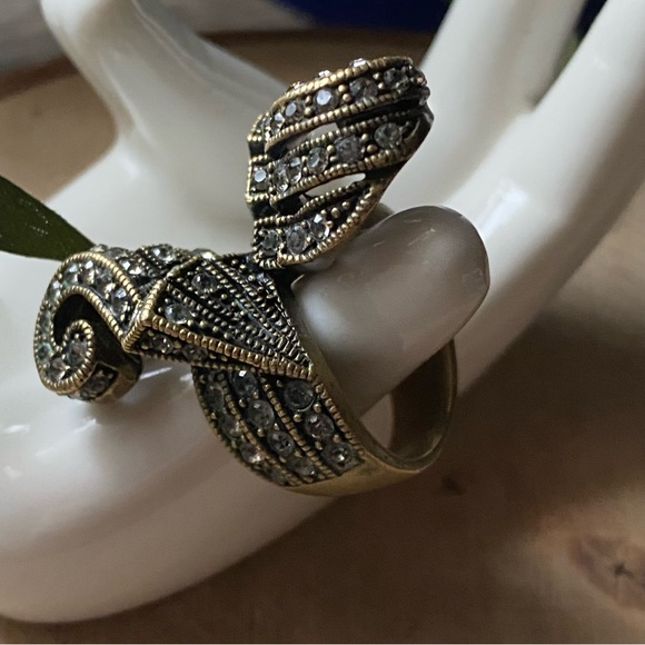 Heidi Daus ‘Simply Sophisticated’ Art Deco Style, Crystal Pave Bypass Ring - Picture 8 of 15